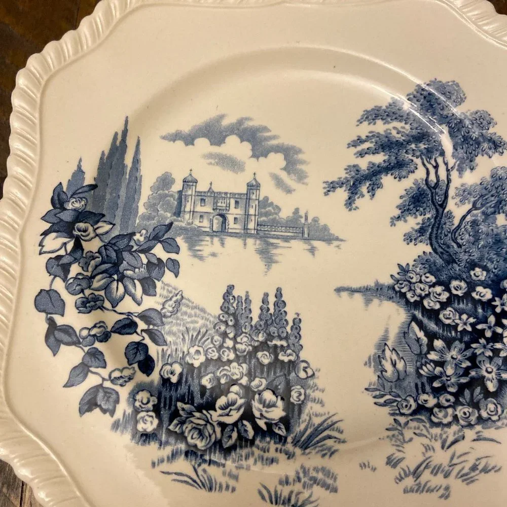 VINTAGE Johnson Bros Plate blue white